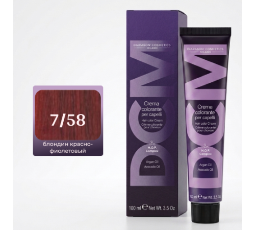 DCM Hair Color Cream HOP Complex 7.58 Перманентный краситель для волос с низким содержанием аммиака 100 ml