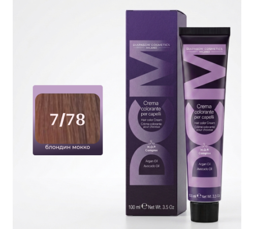 DCM Hair Color Cream HOP Complex 7.78 Перманентный краситель для волос с низким содержанием аммиака 100 ml