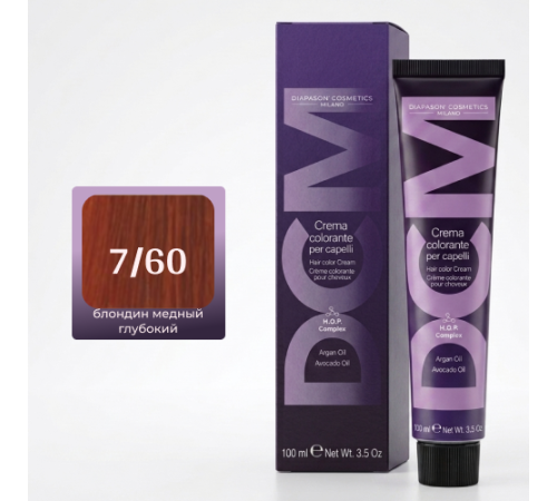 DCM Hair Color Cream HOP Complex 7.60 Перманентный краситель для волос с низким содержанием аммиака 100 ml
