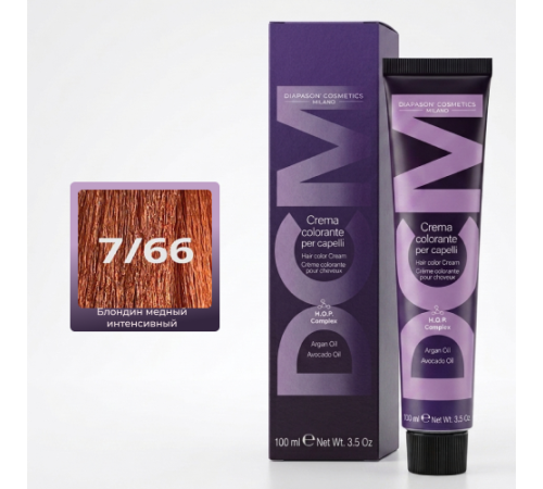 DCM Hair Color Cream HOP Complex 7.66 Перманентный краситель для волос с низким содержанием аммиака 100 ml